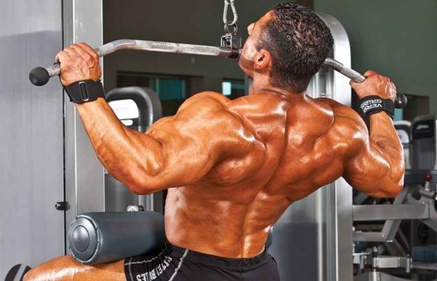 Wide-grip lat pull-down exercise guide and videos