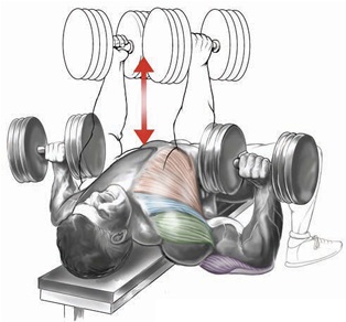 Flat bench dumbbell online press