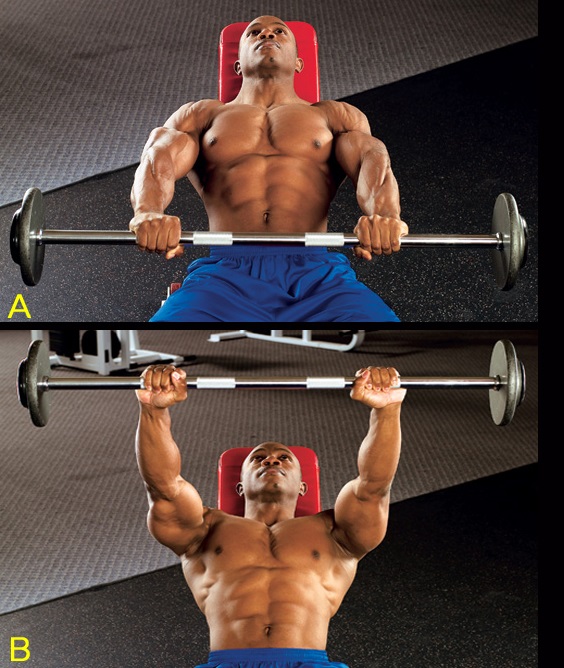 reverse barbell front raise