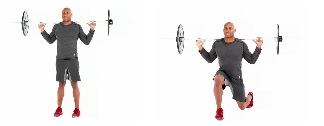 Barbell alternating lunges hot sale