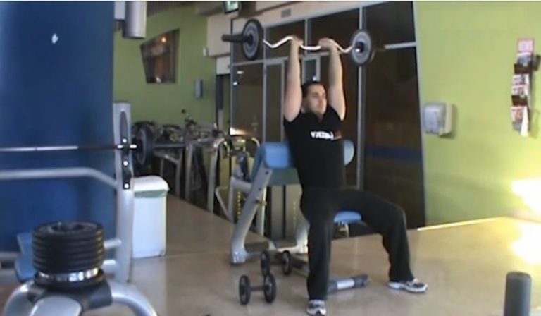 Seated Barbell Overhead Triceps Extension