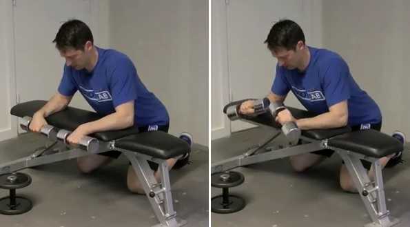 palms down wrist curl over a bench