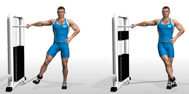 Low pulley cable hip adduction