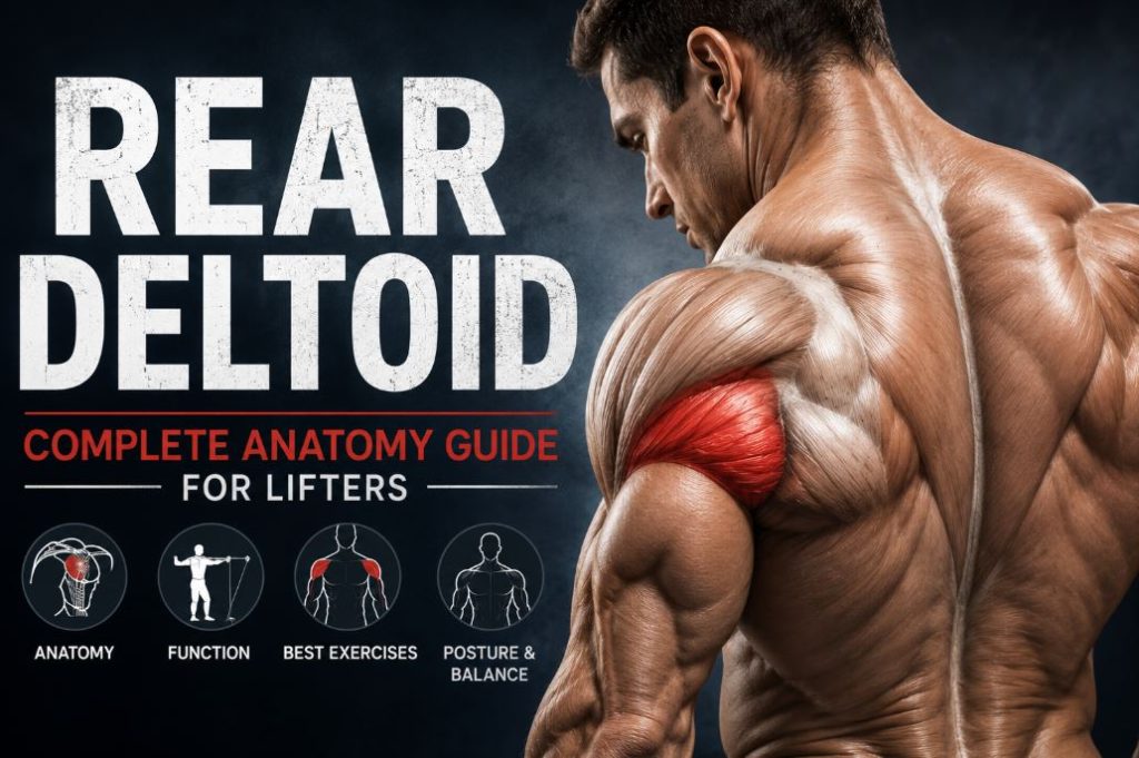 Rear Deltoid (Posterior Deltoid): Complete Functional Anatomy Guide for Lifters Rear deltoid anatomy showing the posterior shoulder muscle on a muscular male athlete