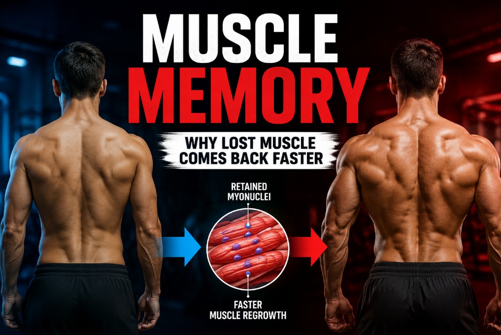 Muscle Memory Explained: Why Lost Muscle Comes Back Faster Muscle memory showing how previously trained muscles regain lost muscle faster after detraining