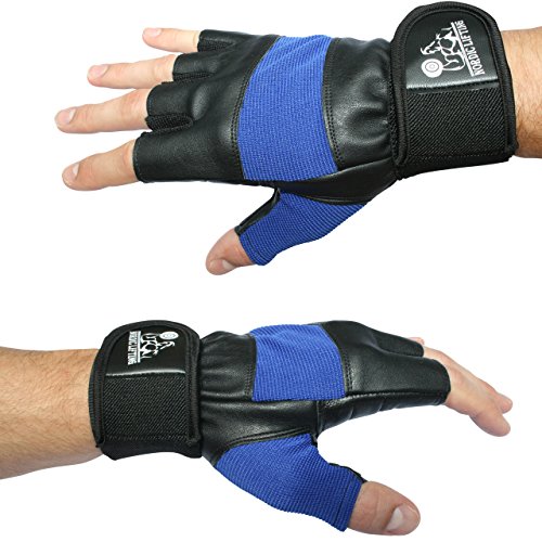 Weight-lifting gloves with wrist straps (support)