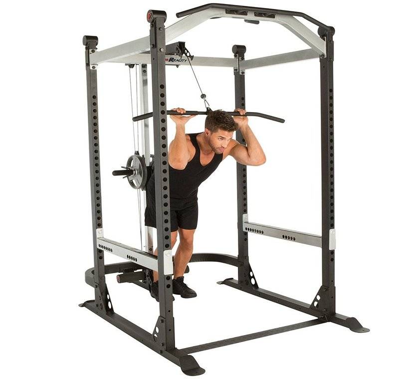 Power rack with a plate-loaded cable pulley system