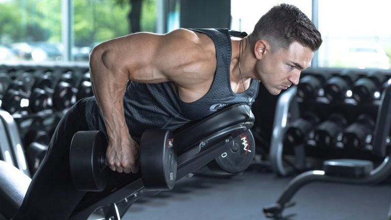 Chest-supported dumbbell rows