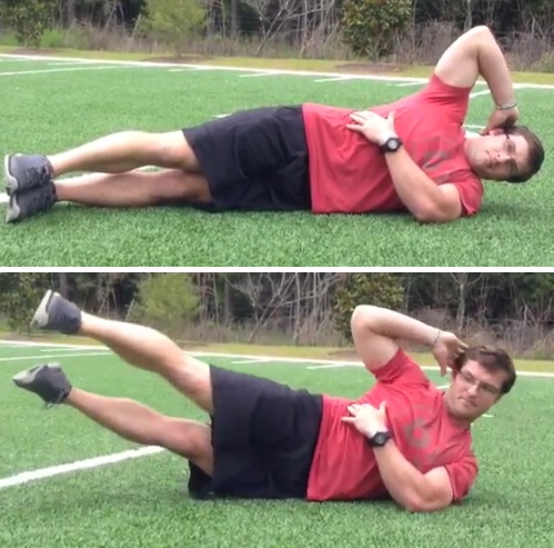 side crunches with legs lift - side jackknife