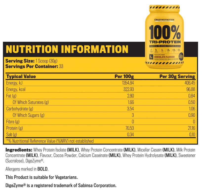 100 tri-protein ingredients list