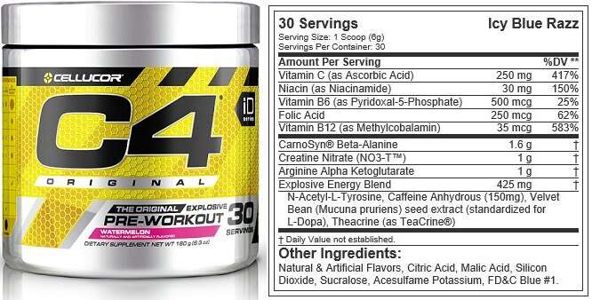 c4 pre workout different types