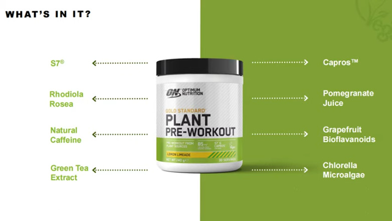 product ingredients plant pre-workout from Optimum Nutrition