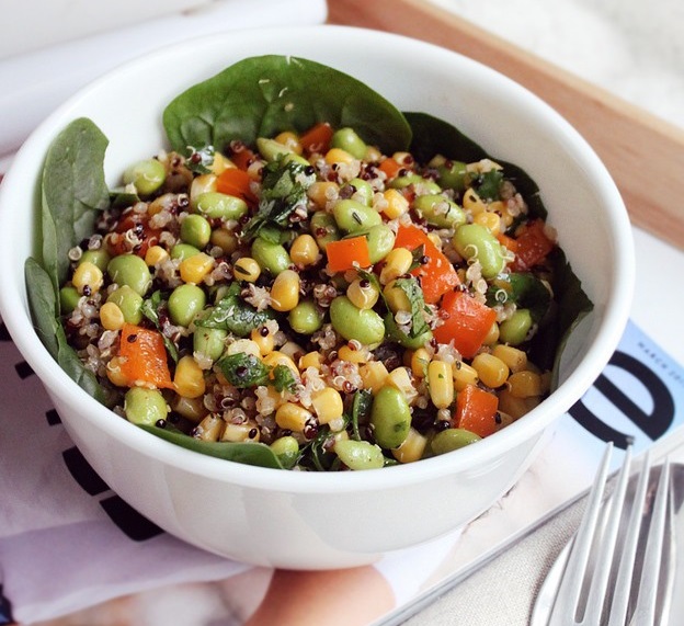 protein packed vegan quinoa edamame salad