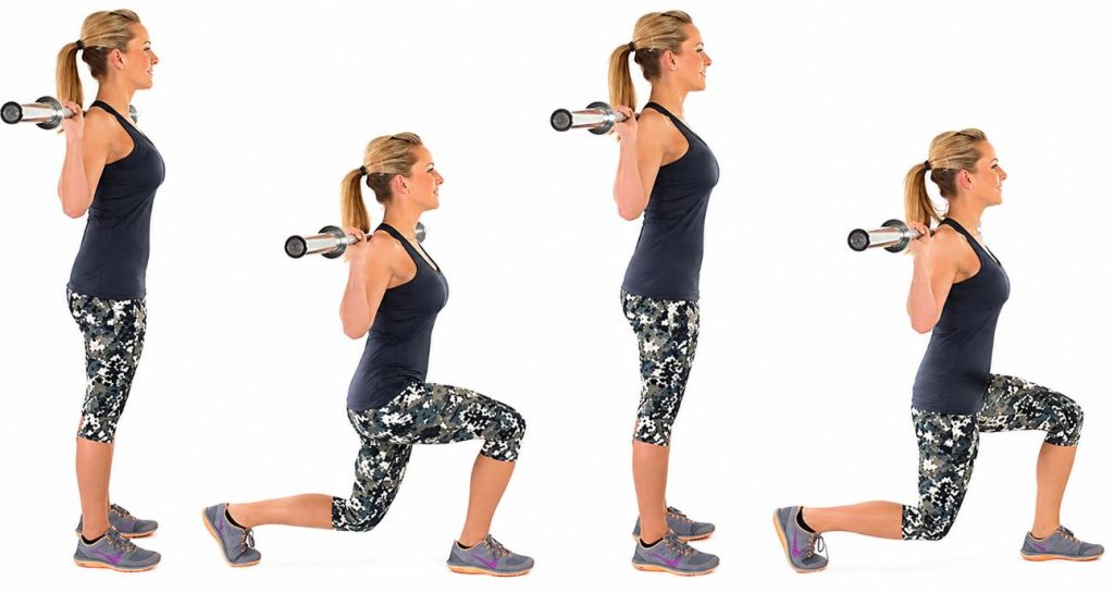 alternating barbell lunge variation