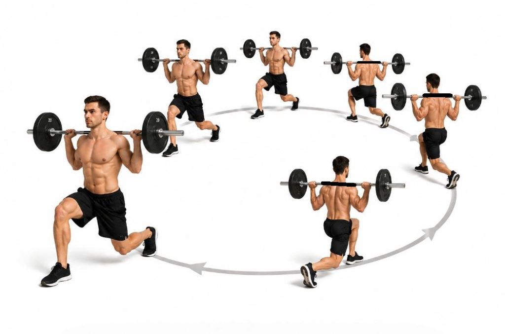 barbell walking lunge