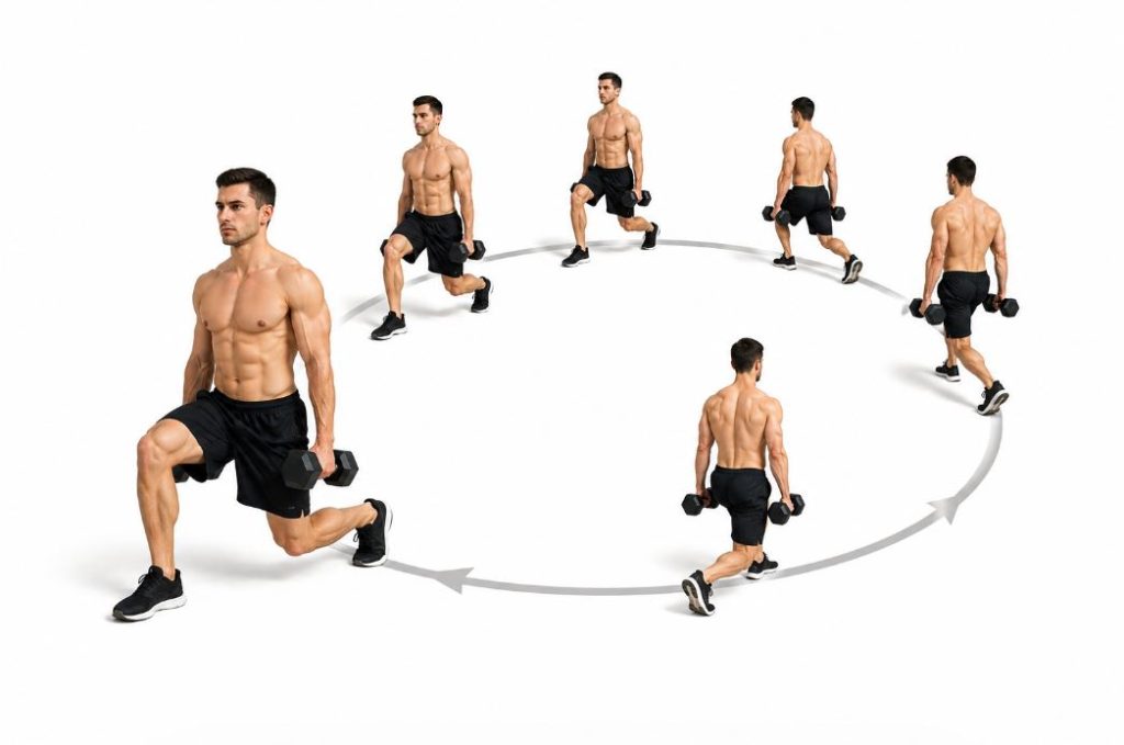 dumbbell walking lunge